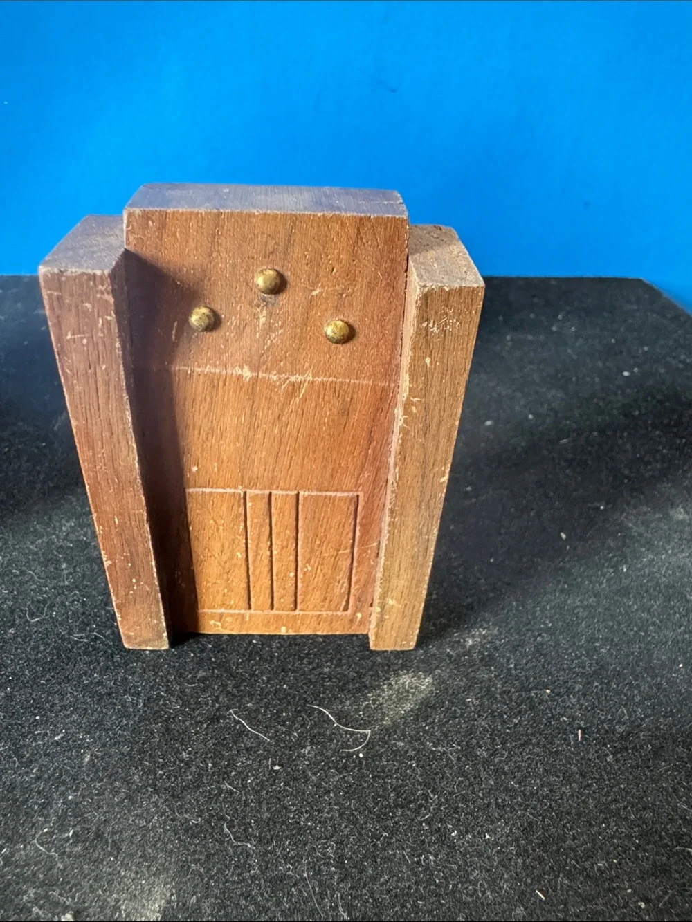 Vintage Miniature Wood Dollhouse Fireplace and Floor Radio